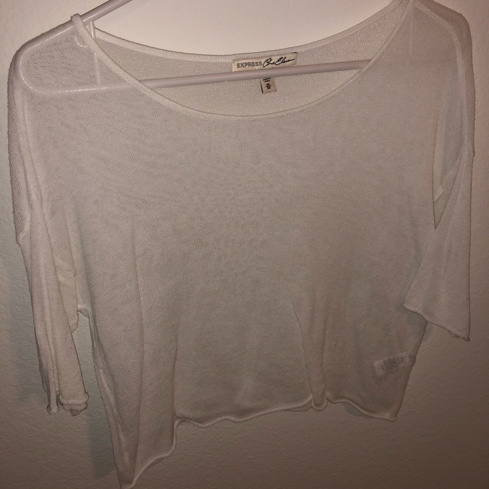 Express Sheer White Crop Top